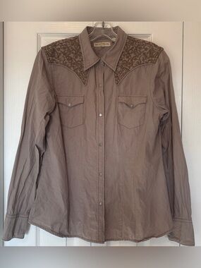 Stetson Western Embroidered Pinstripe Pearl Snap Women's Button Shirt Size M